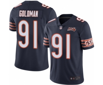 Men's Chicago Bears #91 Eddie Goldman Navy Blue Team Color 100th Season Limited Football Jersey