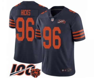 Men's Chicago Bears #96 Akiem Hicks Limited Navy Blue Rush Vapor Untouchable 100th Season Football Jersey