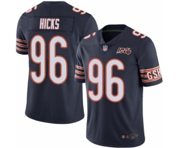 Men's Chicago Bears #96 Akiem Hicks Navy Blue Team Color 100th Season Limited Football Jersey