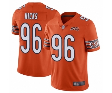 Men's Chicago Bears #96 Akiem Hicks Orange Alternate 100th Season Limited Football Jersey