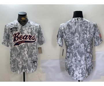 Men's Chicago Bears Blank Arctic Camo 2024 Salute to Service Stitched Baseball Jersey