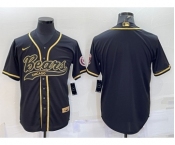 Men's Chicago Bears Blank Black Gold With Patch Cool Base Stitched Baseball Jersey