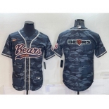 Men's Chicago Bears Blank Grey Camo Team Big Logo With Patch Cool Base Stitched Baseball Jersey