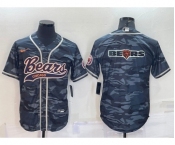 Men's Chicago Bears Blank Grey Camo Team Big Logo With Patch Cool Base Stitched Baseball Jersey