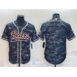 Men's Chicago Bears Blank Grey Camo With Patch Cool Base Stitched Baseball Jersey