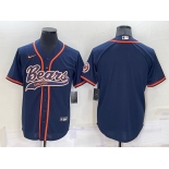 Men's Chicago Bears Blank Navy Blue Stitched MLB Cool Base Nike Baseball Jersey