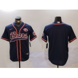 Men's Chicago Bears Blank Navy Blue With Patch Cool Base Stitched Baseball Jersey