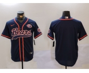 Men's Chicago Bears Blank Navy Blue With Patch Cool Base Stitched Baseball Jersey