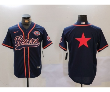 Men's Chicago Bears Blank Navy Blue With Patch Cool Base Stitched Baseball Jerseys