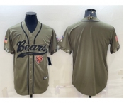 Men's Chicago Bears Blank Olive Salute to Service Cool Base Stitched Baseball Jersey