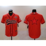 Mens Chicago Bears Blank Orange Throwback With Patch Cool Base Stitched Baseball Jersey