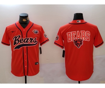 Men's Chicago Bears Blank Orange Throwback With Patch Cool Base Stitched Baseball Jerseys