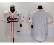 Men's Chicago Bears Blank White With Patch Cool Base Stitched Baseball Jersey