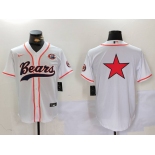 Men's Chicago Bears White Team Big Logo With Patch Cool Base Stitched Baseball Jersey