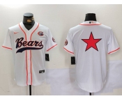 Men's Chicago Bears White Team Big Logo With Patch Cool Base Stitched Baseball Jersey