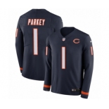 Men's Nike Chicago Bears #1 Cody Parkey Limited Navy Blue Therma Long Sleeve NFL Jersey