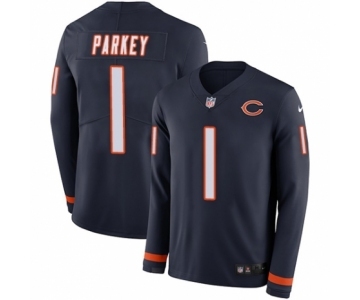 Men's Nike Chicago Bears #1 Cody Parkey Limited Navy Blue Therma Long Sleeve NFL Jersey