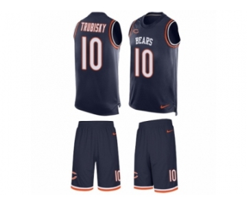 Men's Nike Chicago Bears #10 Mitchell Trubisky Limited Navy Blue Tank Top Suit NFL Jersey