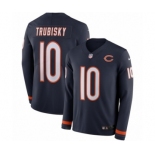 Men's Nike Chicago Bears #10 Mitchell Trubisky Limited Navy Blue Therma Long Sleeve NFL Jersey