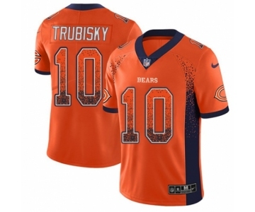 Men's Nike Chicago Bears #10 Mitchell Trubisky Limited Orange Rush Drift Fashion NFL Jersey