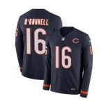 Men's Nike Chicago Bears #16 Pat O'Donnell Limited Navy Blue Therma Long Sleeve NFL Jersey