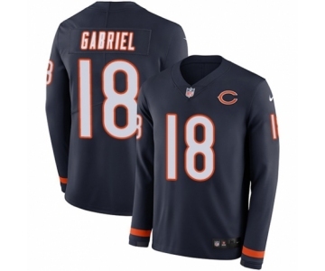 Men's Nike Chicago Bears #18 Taylor Gabriel Limited Navy Blue Therma Long Sleeve NFL Jersey