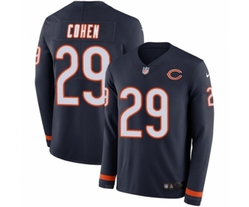 Men's Nike Chicago Bears #29 Tarik Cohen Limited Navy Blue Therma Long Sleeve NFL Jersey