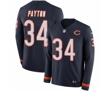 Men's Nike Chicago Bears #34 Walter Payton Limited Navy Blue Therma Long Sleeve NFL Jersey