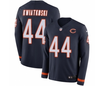 Men's Nike Chicago Bears #44 Nick Kwiatkoski Limited Navy Blue Therma Long Sleeve NFL Jersey