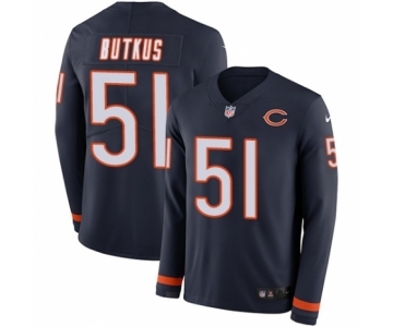 Men's Nike Chicago Bears #51 Dick Butkus Limited Navy Blue Therma Long Sleeve NFL Jersey