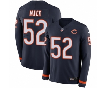 Men's Nike Chicago Bears #52 Khalil Mack Limited Navy Blue Therma Long Sleeve NFL Jersey