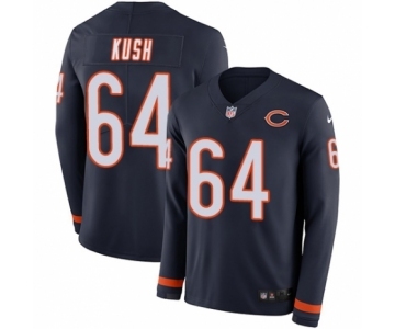 Men's Nike Chicago Bears #64 Eric Kush Limited Navy Blue Therma Long Sleeve NFL Jersey