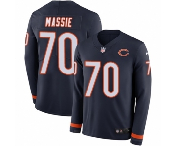 Men's Nike Chicago Bears #70 Bobby Massie Limited Navy Blue Therma Long Sleeve NFL Jersey