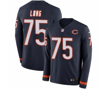 Men's Nike Chicago Bears #75 Kyle Long Limited Navy Blue Therma Long Sleeve NFL Jersey