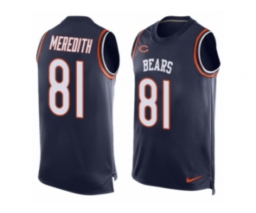 Men's Nike Chicago Bears #81 Cameron Meredith Limited Navy Blue Player Name & Number Tank Top NFL Jersey