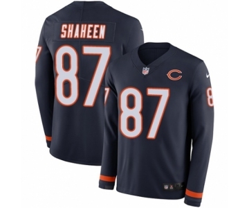 Men's Nike Chicago Bears #87 Adam Shaheen Limited Navy Blue Therma Long Sleeve NFL Jersey