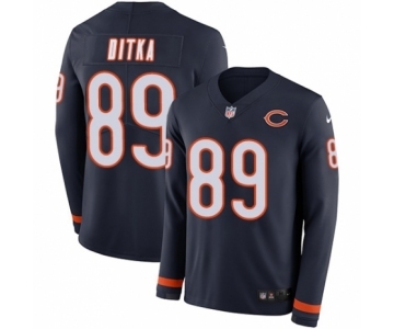 Men's Nike Chicago Bears #89 Mike Ditka Limited Navy Blue Therma Long Sleeve NFL Jersey