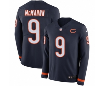 Men's Nike Chicago Bears #9 Jim McMahon Limited Navy Blue Therma Long Sleeve NFL Jersey