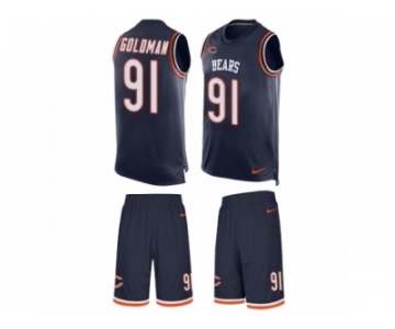 Men's Nike Chicago Bears #91 Eddie Goldman Limited Navy Blue Tank Top Suit NFL Jersey