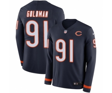 Men's Nike Chicago Bears #91 Eddie Goldman Limited Navy Blue Therma Long Sleeve NFL Jersey