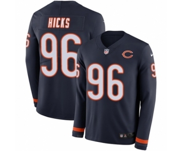 Men's Nike Chicago Bears #96 Akiem Hicks Limited Navy Blue Therma Long Sleeve NFL Jersey