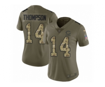 Women Nike Chicago Bears #14 Deonte Thompson Limited Olive Camo Salute to Service NFL Jersey