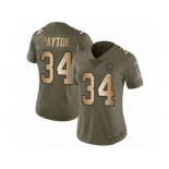 Women Nike Chicago Bears #34 Walter Payton Limited Olive Gold Salute to Service NFL Jersey