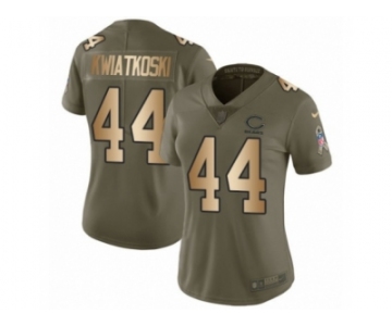 Women Nike Chicago Bears #44 Nick Kwiatkoski Limited Olive Gold Salute to Service NFL Jersey