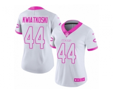 Women Nike Chicago Bears #44 Nick Kwiatkoski Limited White Pink Rush Fashion NFL Jersey