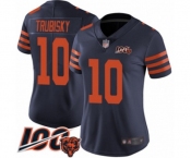 Women's Chicago Bears #10 Mitchell Trubisky Limited Navy Blue Rush Vapor Untouchable 100th Season Football Jersey