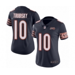 Women's Chicago Bears #10 Mitchell Trubisky Navy Blue Team Color 100th Season Limited Football Jersey