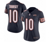 Women's Chicago Bears #10 Mitchell Trubisky Navy Blue Team Color 100th Season Limited Football Jersey