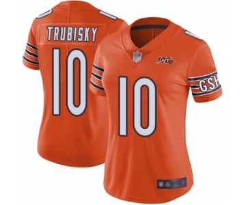 Women's Chicago Bears #10 Mitchell Trubisky Orange Alternate 100th Season Limited Football Jersey