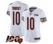 Women's Chicago Bears #10 Mitchell Trubisky White Vapor Untouchable Limited Player 100th Season Football Jersey